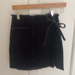 Urban Outfitters Black Denim Wrap Skirt